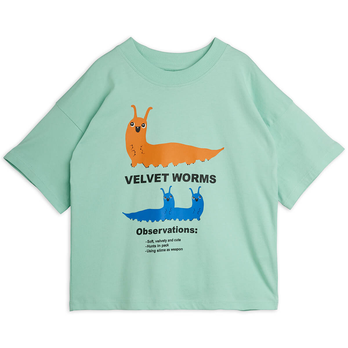 Velvet Worm Tee in Green by Mini Rodini