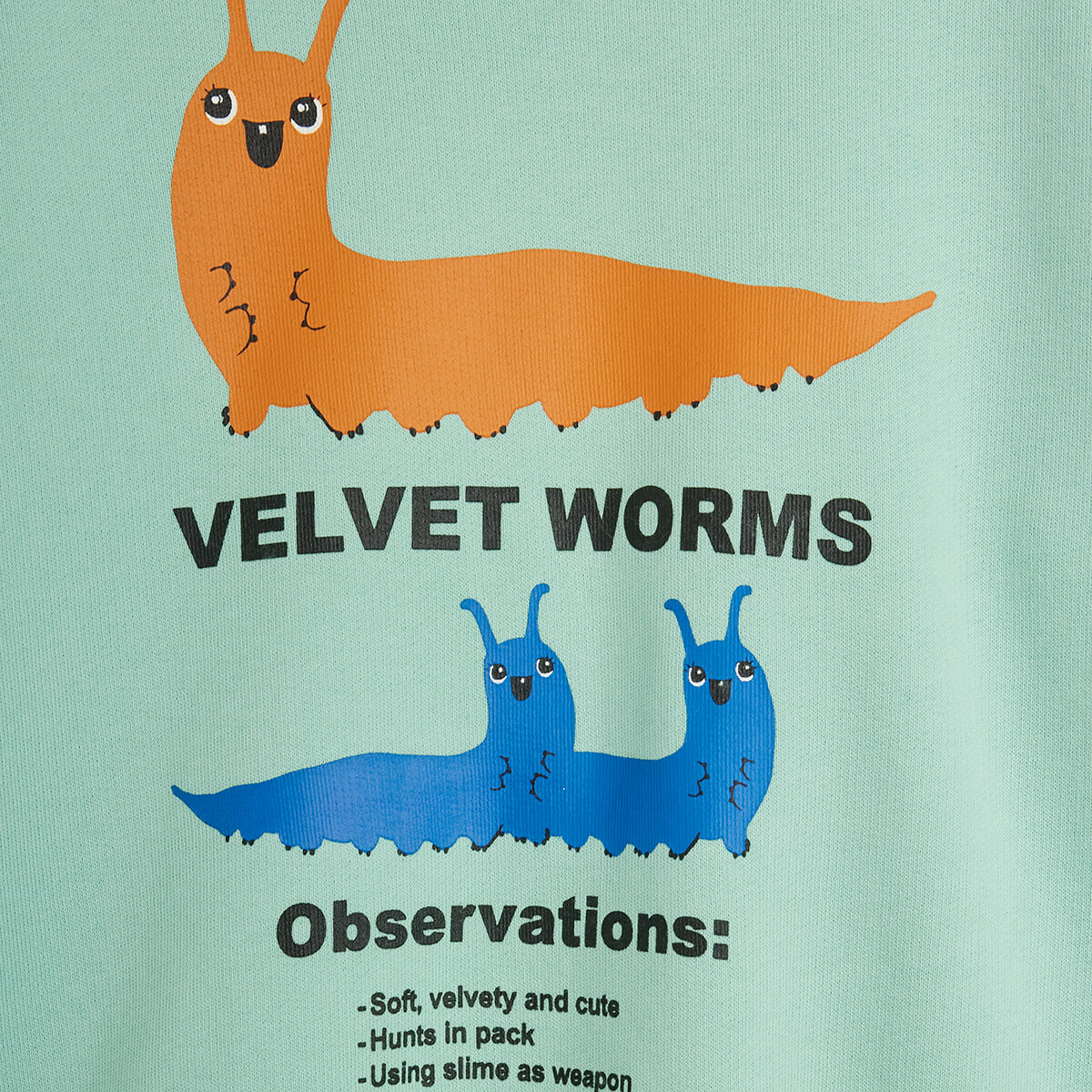 Velvet Worm Observations Sweatshirt in Green by Mini Rodini