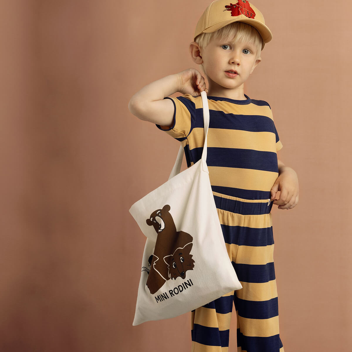 Block Stripe Tee in Beige by Mini Rodini – Junior Edition
