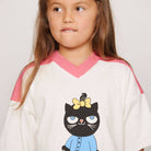Cat V-Neck Tee in Pink by Mini Rodini
