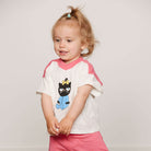 Cat V-Neck Tee in Pink by Mini Rodini