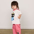 Cat V-Neck Tee in Pink by Mini Rodini