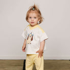 Dog V-Neck Tee in Yellow by Mini Rodini