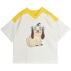 Dog V-Neck Tee in Yellow by Mini Rodini