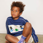 Minibabies Panel Sweatshirt in Blue by Mini Rodini