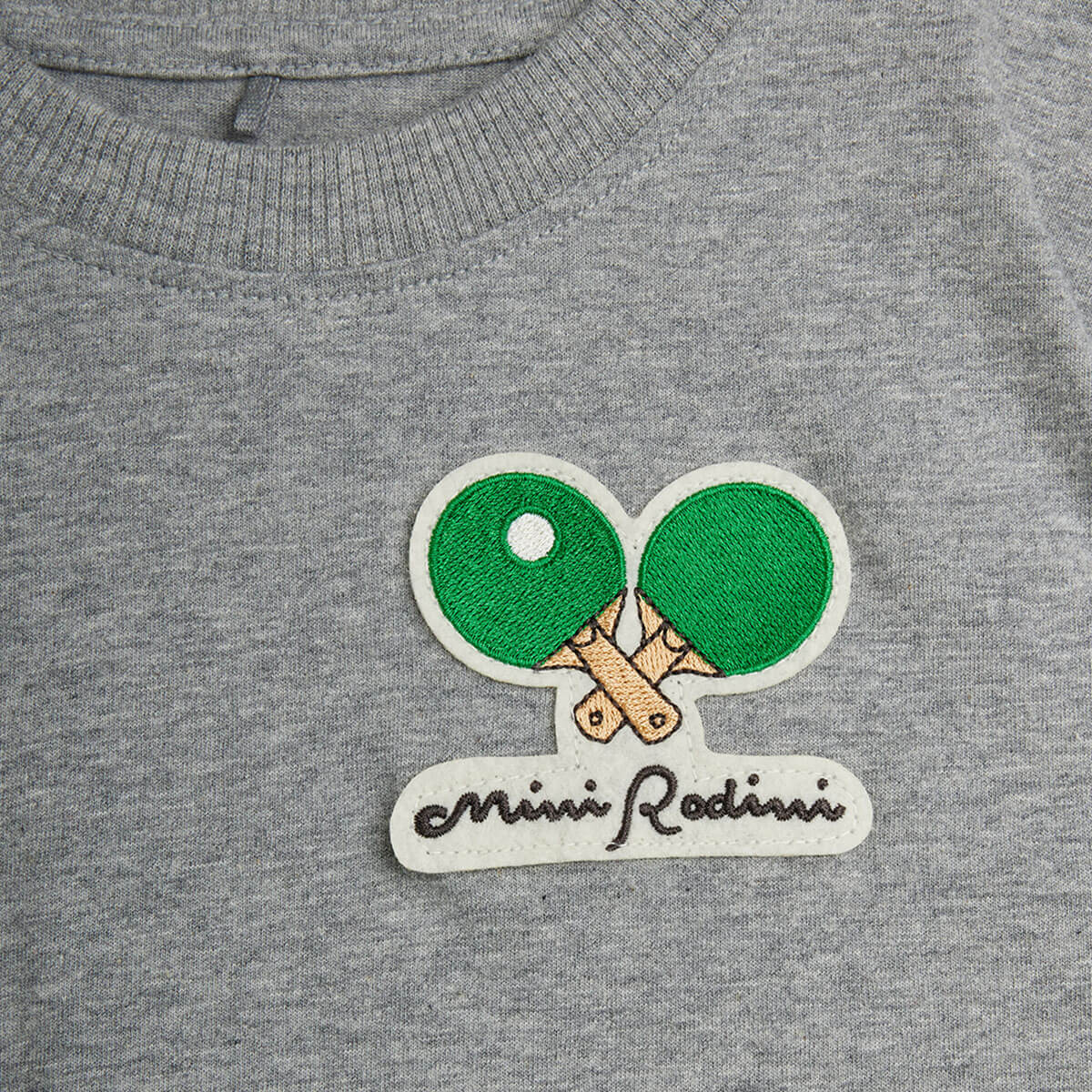 Minibabies Patches Tee in Grey Melange by Mini Rodini