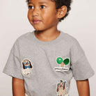Minibabies Patches Tee in Grey Melange by Mini Rodini