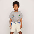 Minibabies Patches Tee in Grey Melange by Mini Rodini