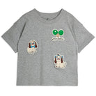Minibabies Patches Tee in Grey Melange by Mini Rodini