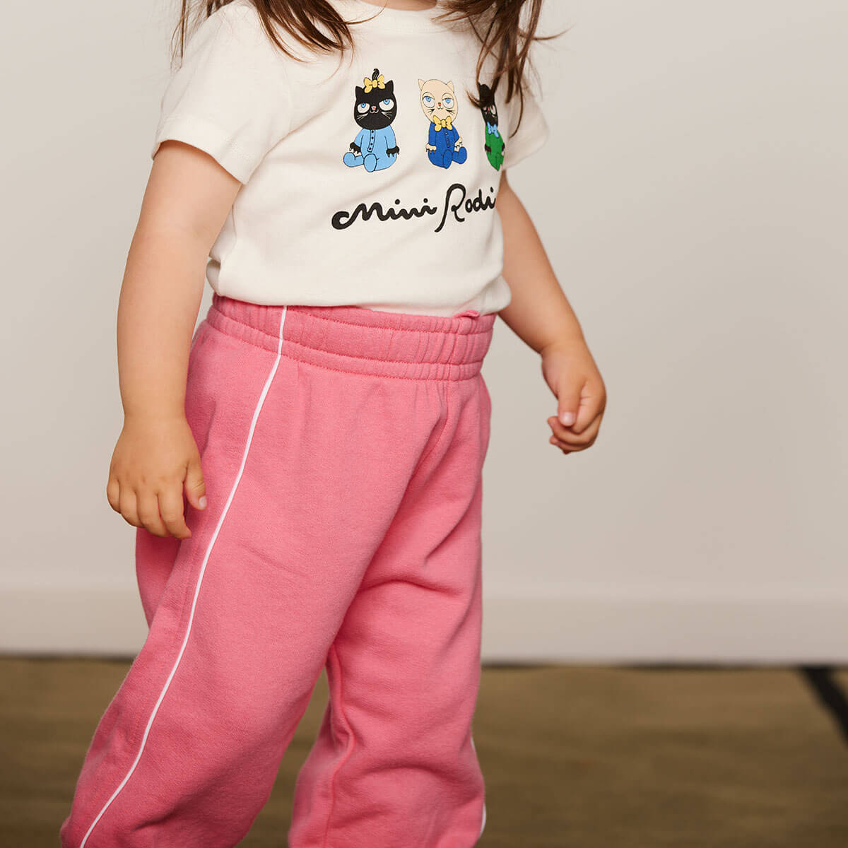 Plain Piping Sweatpants in Pink by Mini Rodini