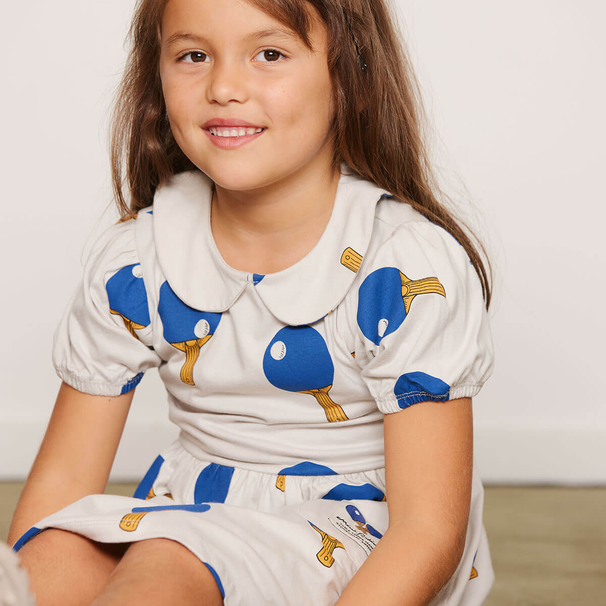 Table Tennis AOP Dress in Grey by Mini Rodini