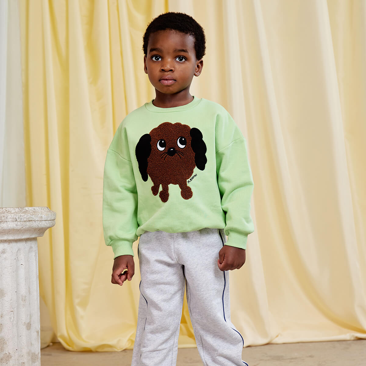 トップス mini rodini Bear chenille sweatshirt Doggie Chenille Sweatshirt in Green by Mini Rodini – Junior Edition