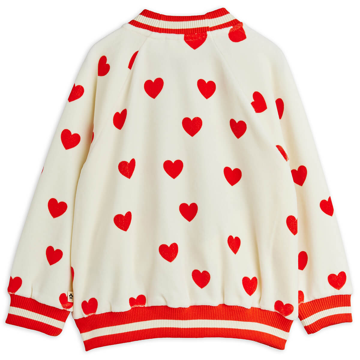 Hearts AOP Velour Baseball Cardigan by Mini Rodini – Junior Edition