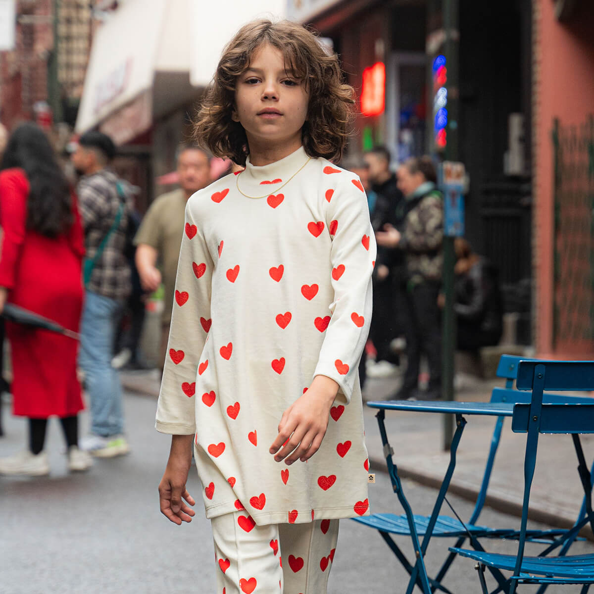 Hearts AOP Velour Dress by Mini Rodini – Junior Edition