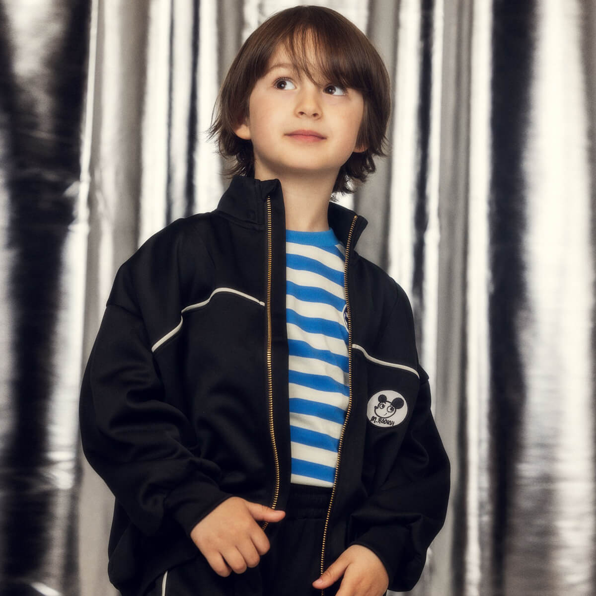 Mini Rodini Ritzratz Patch Tracksuit Jacket in Black – Junior Edition