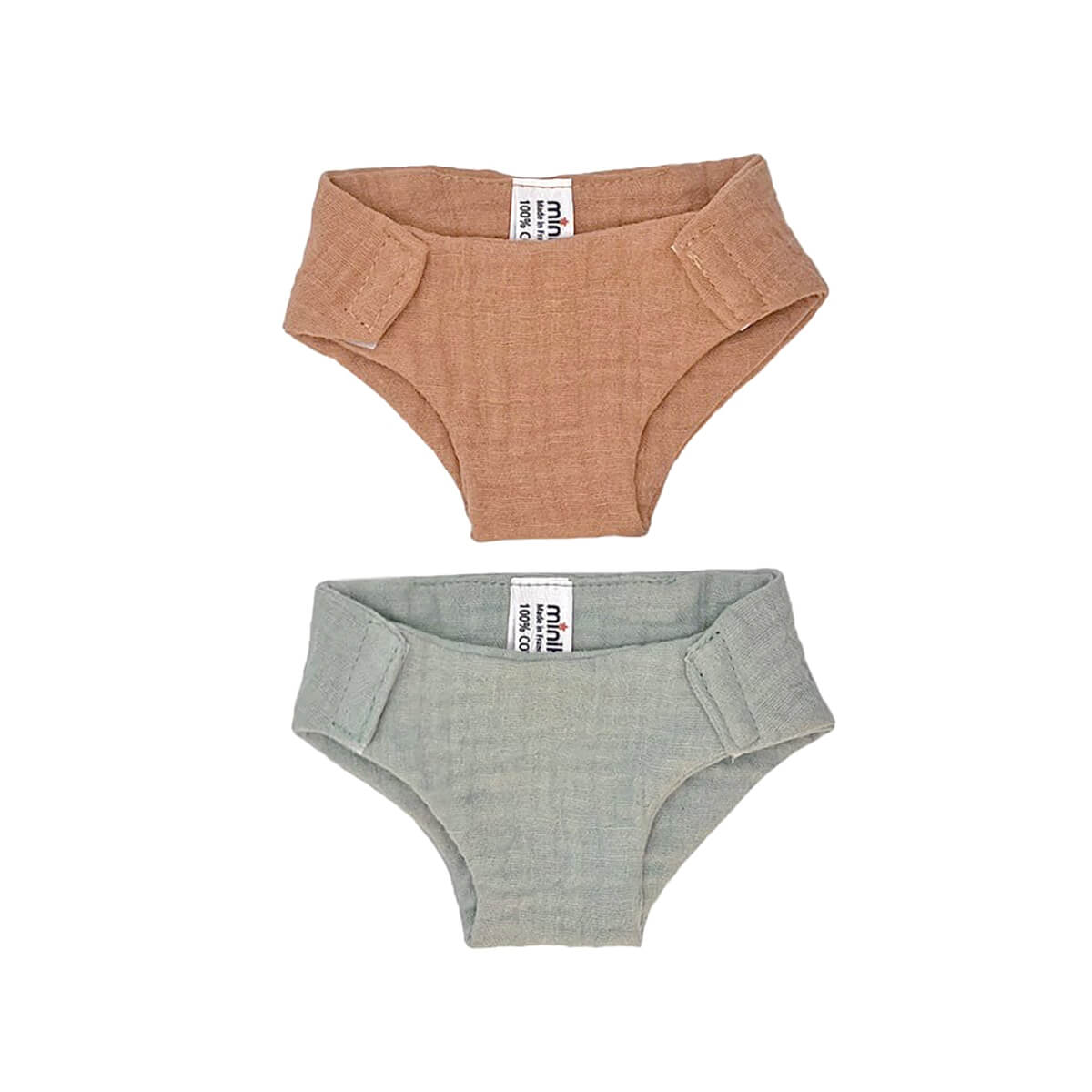 Muslin Diapers (34cm Doll) in Brown Sugar / Verdigris by Minikane X Pa