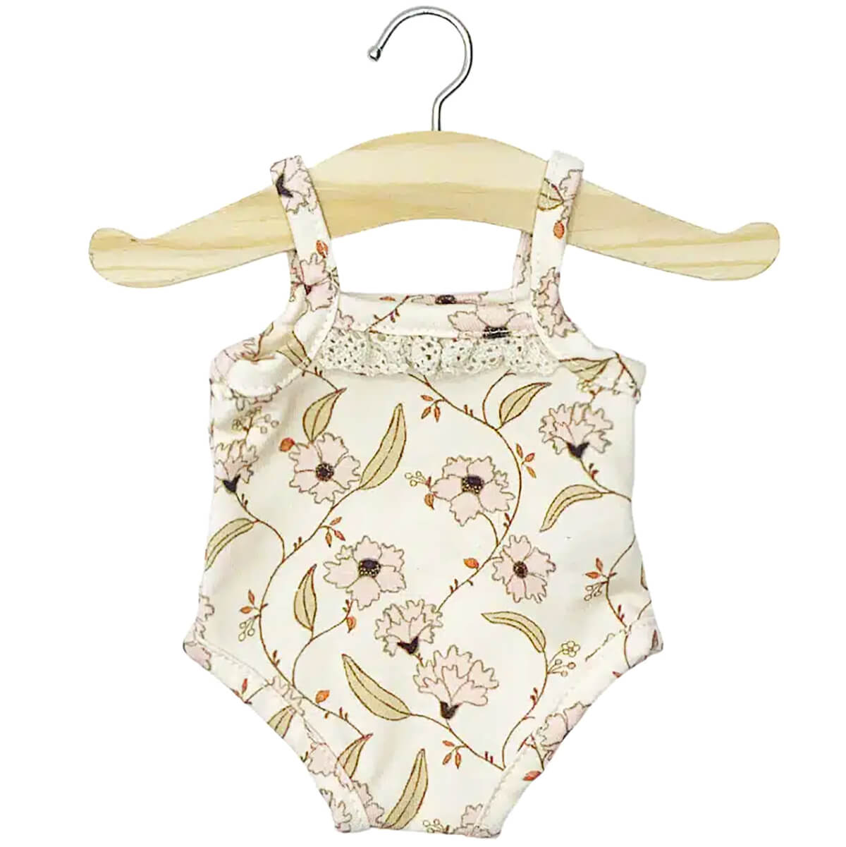 Lace Trim Ribbed Sleeveless Bodysuit (34cm Doll) in Janelle Print