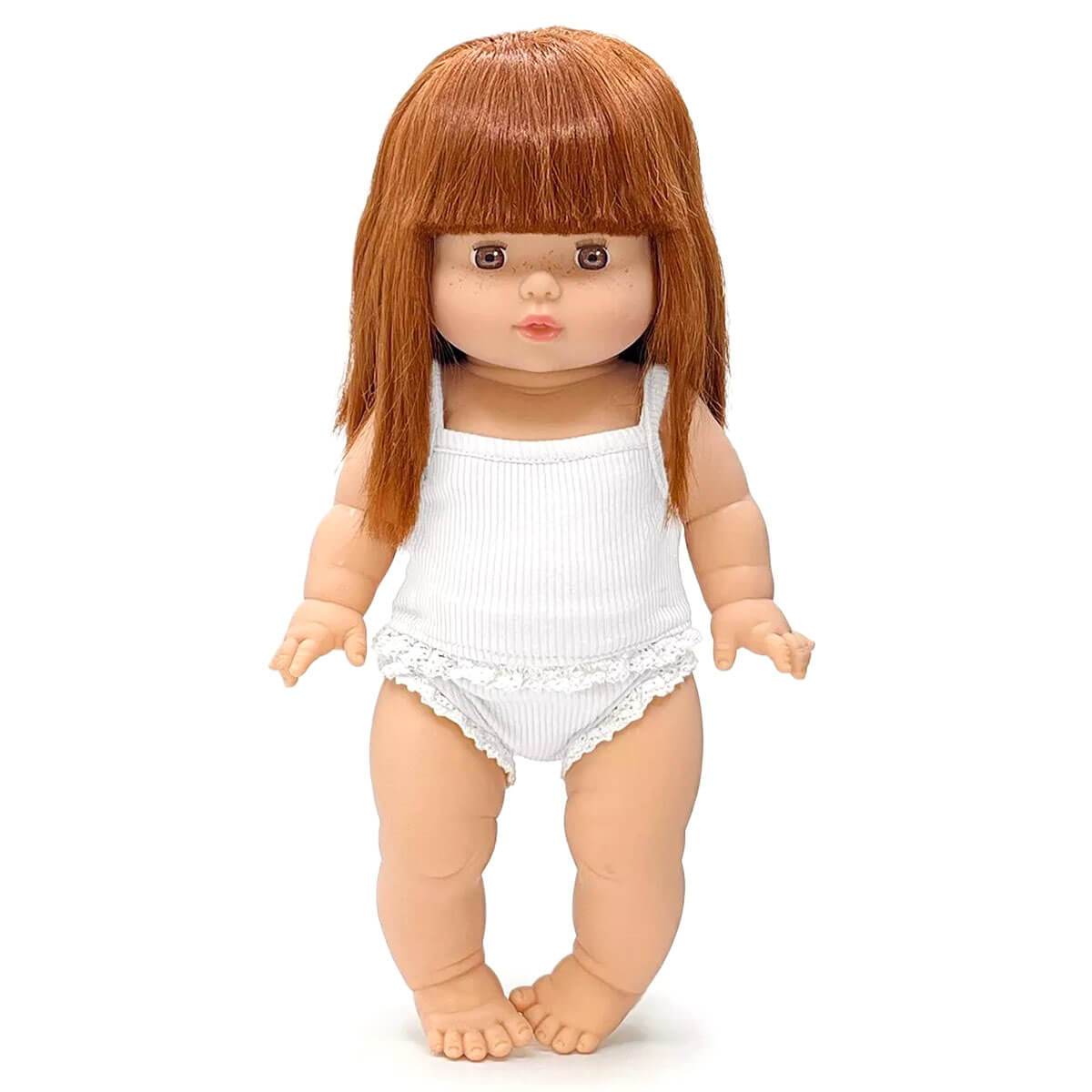 Lace Trim Ribbed Girl's Underwear Set (34cm Doll) in White by Minikane