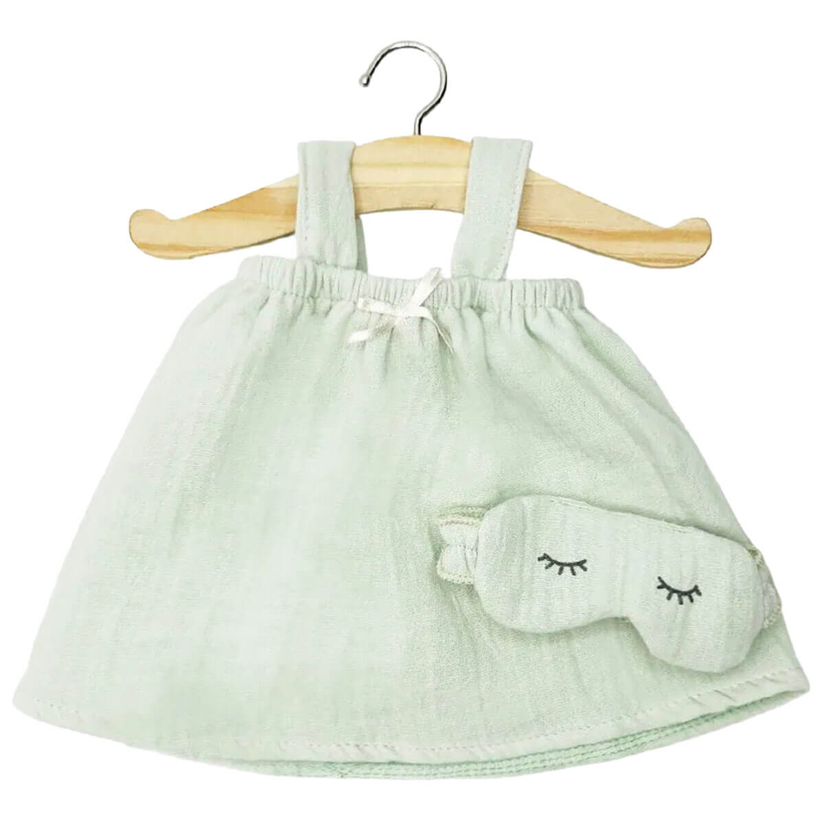 Mila Nightgown and Mask Set (34cm Doll) in Pistachio by Minikane