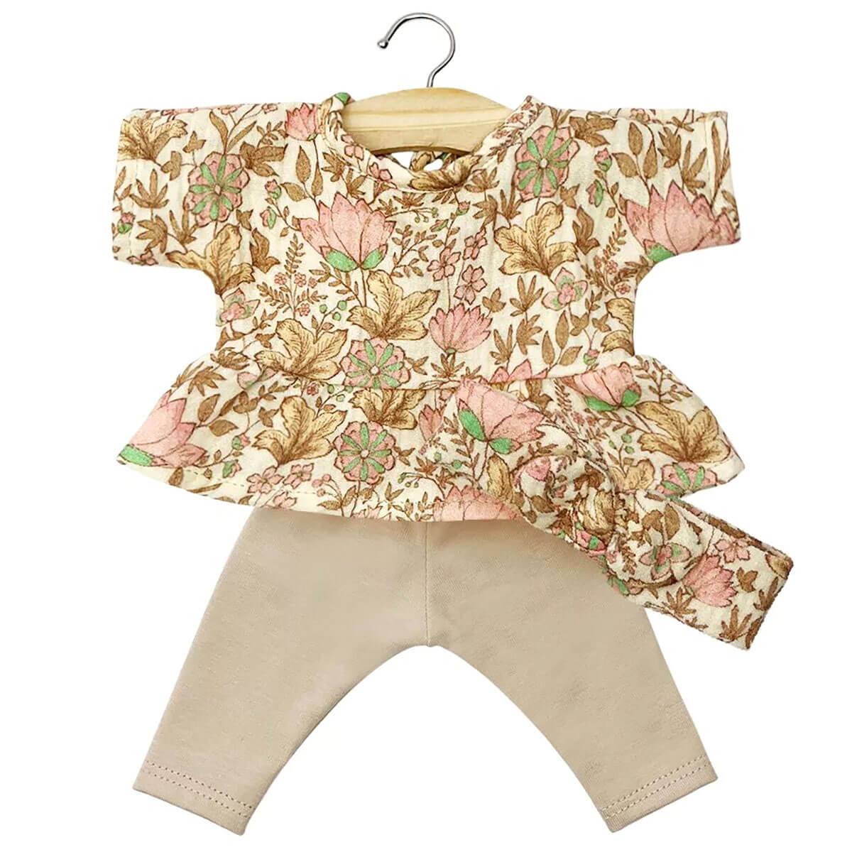 Ophélia Dress and Leggings Set (34cm Doll) in Indian Dew by Minikane