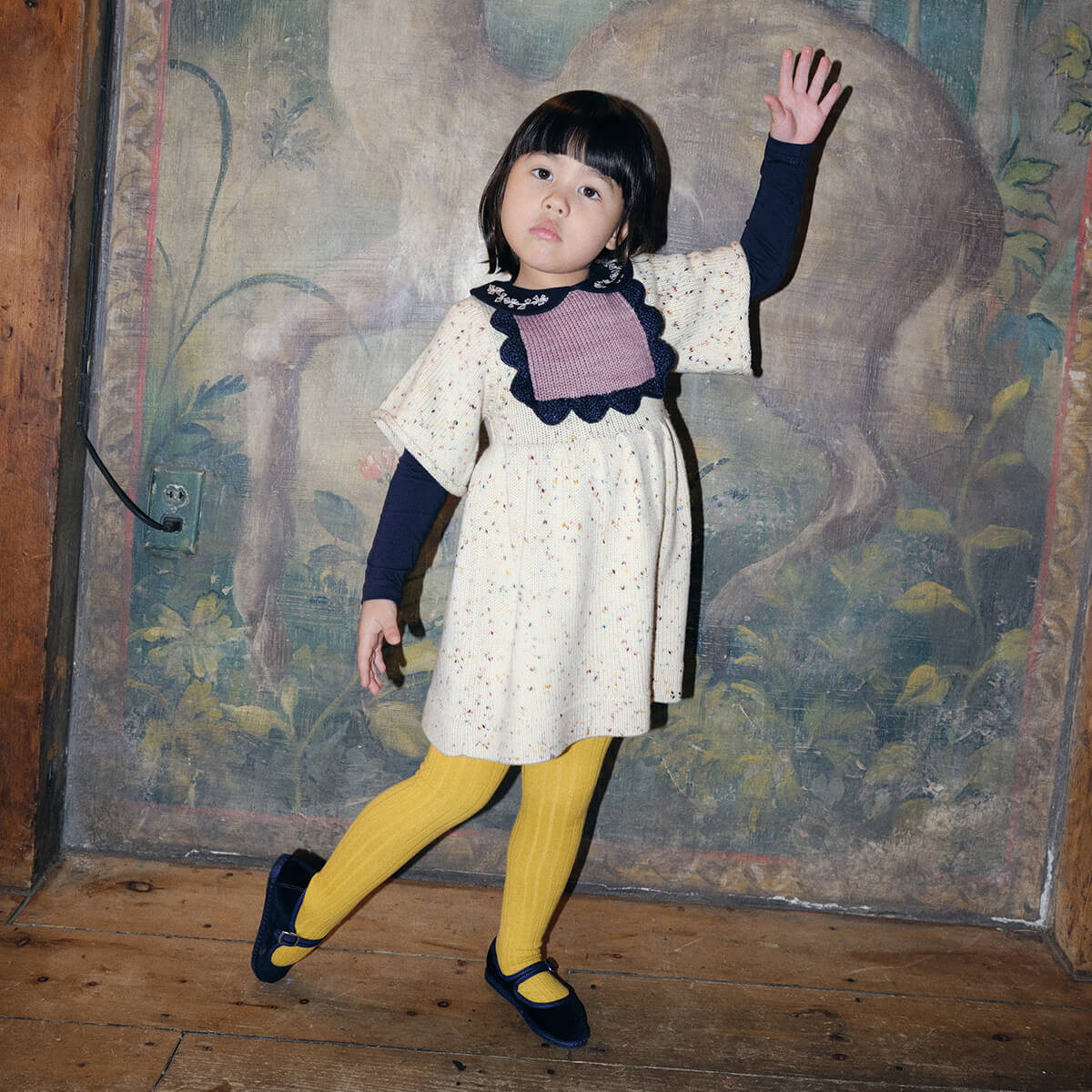 Scallop Bib Dress in Snowglobe Confetti by Misha & Puff – Junior