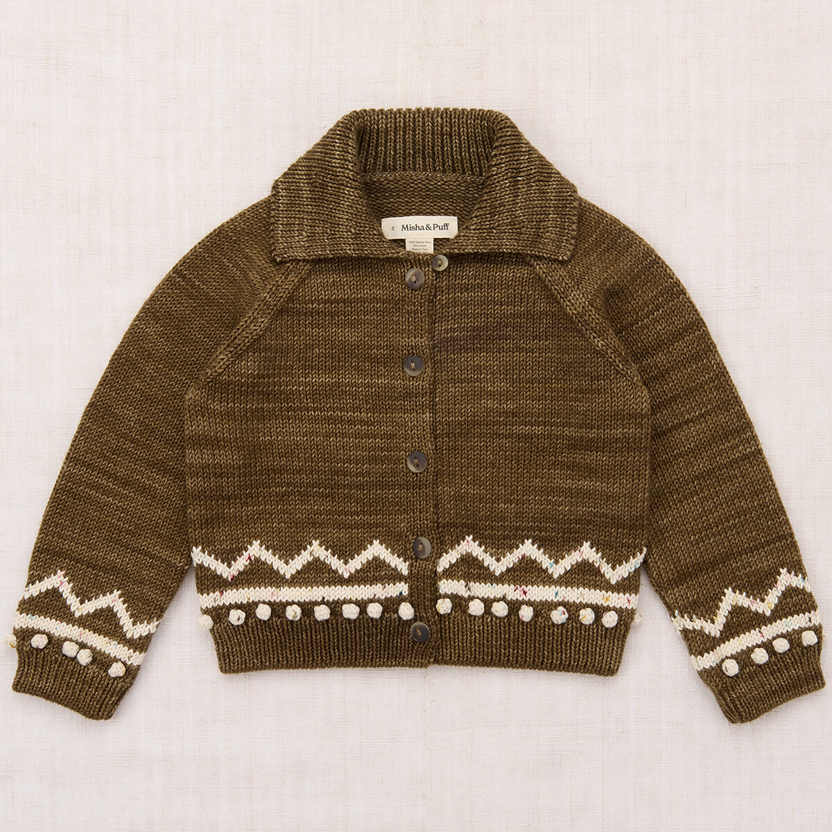 Zig Zag Cardigan in Nutshell by Misha & Puff – Junior Edition