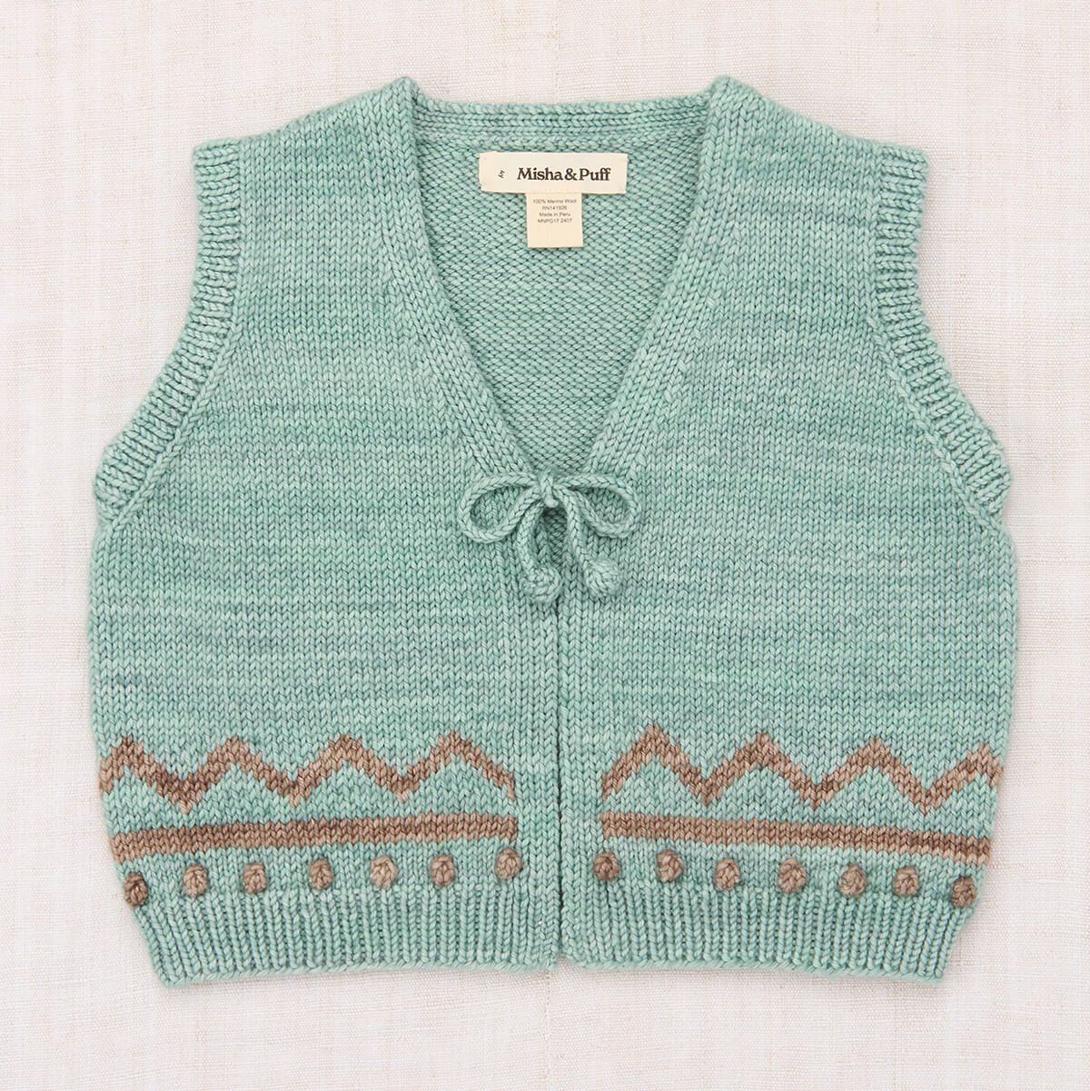 アウター Misha and Puff Layette Captain's Vest Zig Zag Vest in Sage by Misha & Puff - Last Ones In Stock - 5-10