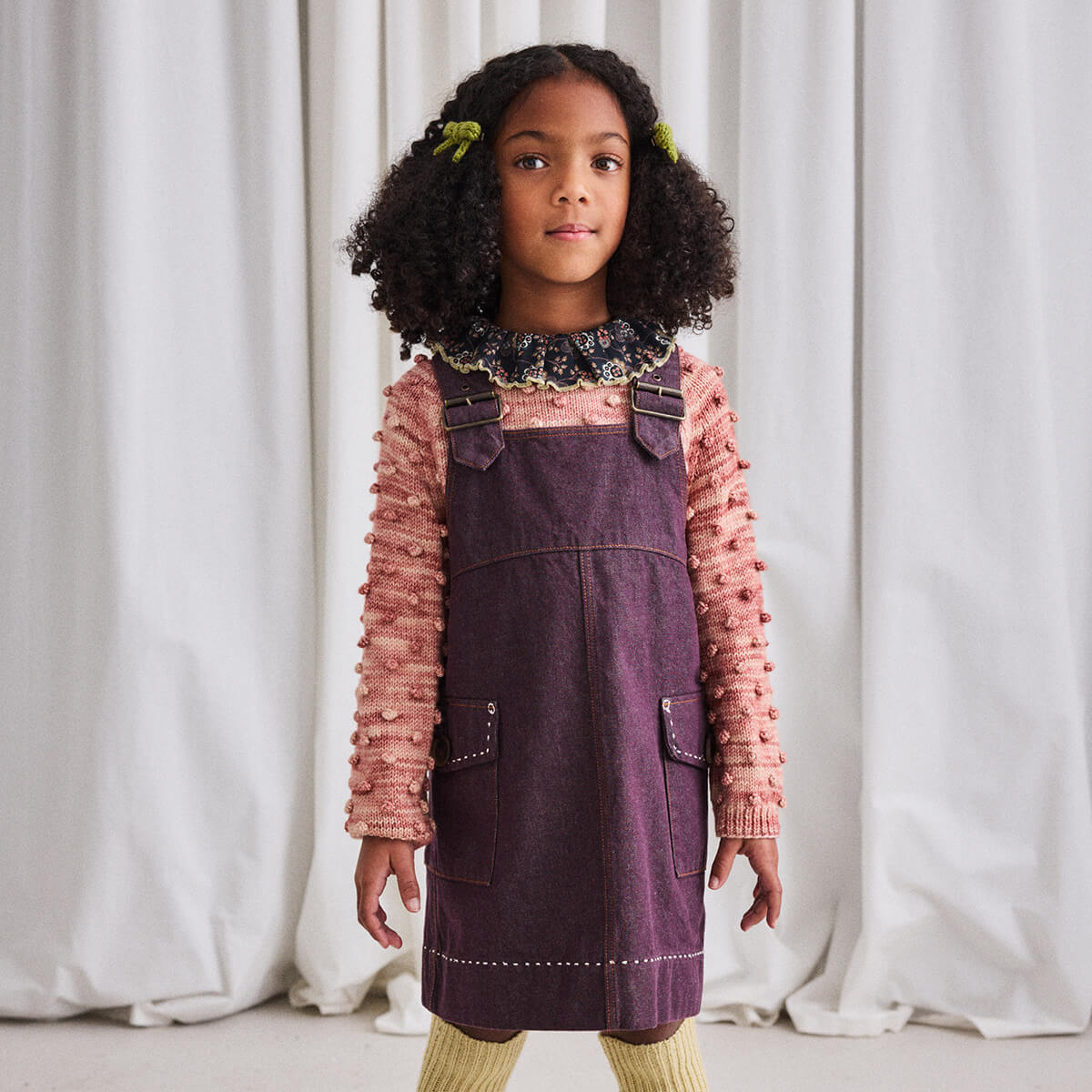 Misha & Puff Buckle Jumper Dress in Aubergine Denim – Junior Edition