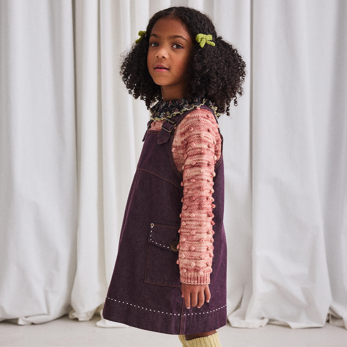 Misha & Puff Buckle Jumper Dress in Aubergine Denim – Junior Edition