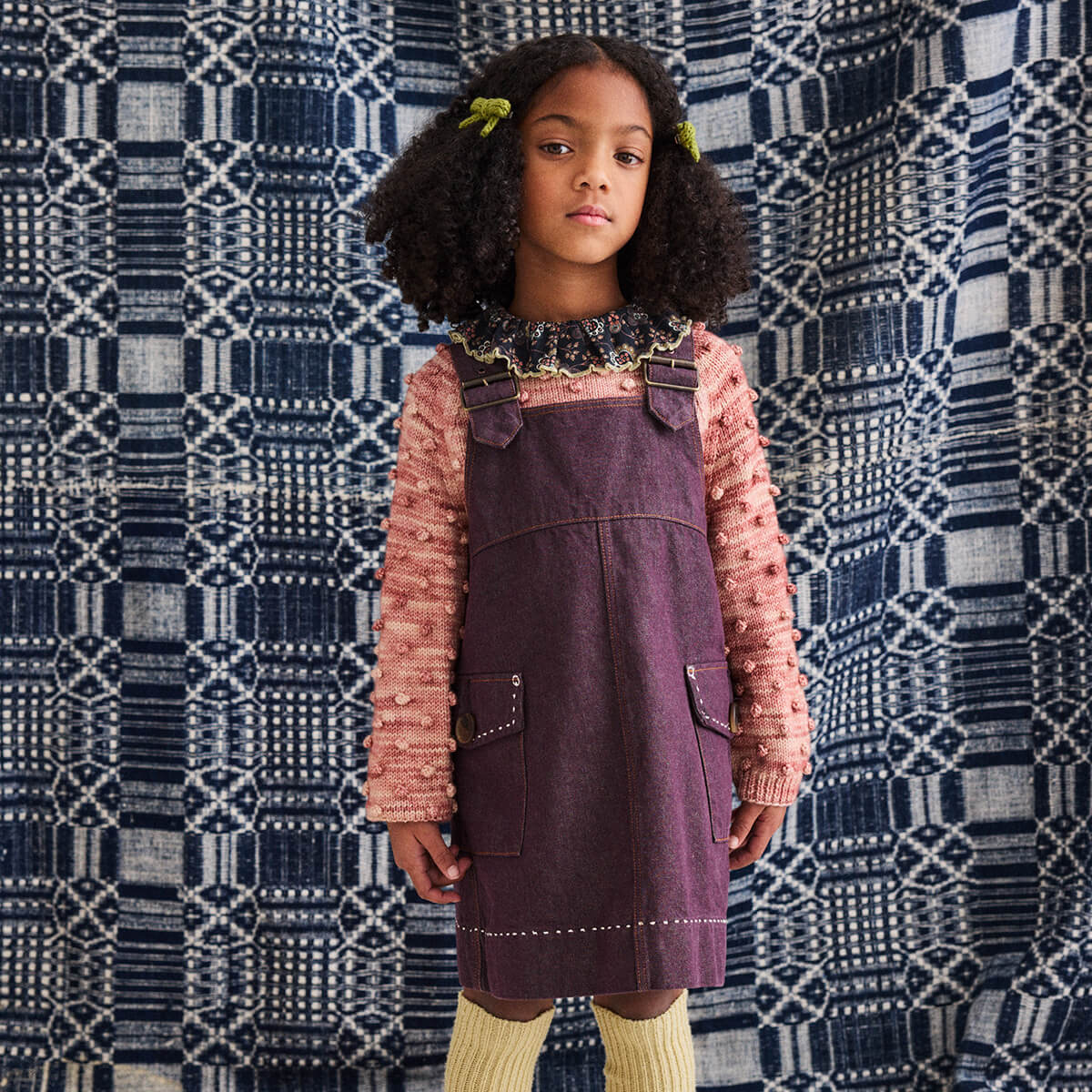 ワンピース misha&puff SweetheartDressBUFFBOHEMIA 2y Misha & Puff Buckle Jumper Dress in Aubergine Denim – Junior Edition