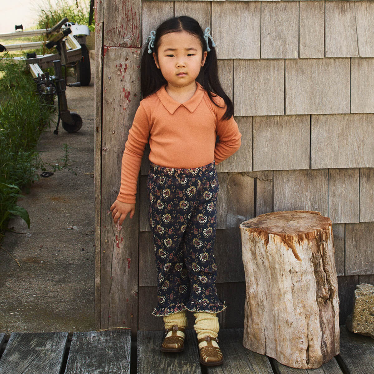 Ruffle Pedal Pusher in Galaxy Calico Hearts by Misha & Puff