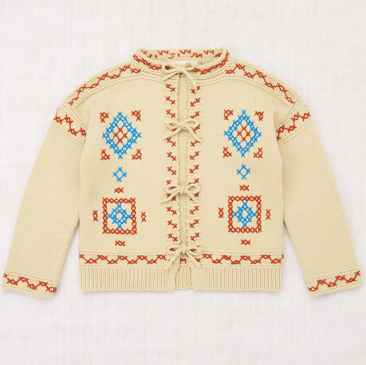 Cross Stitch Bjorn Cardigan in Raffia by Misha & Puff - Last Ones