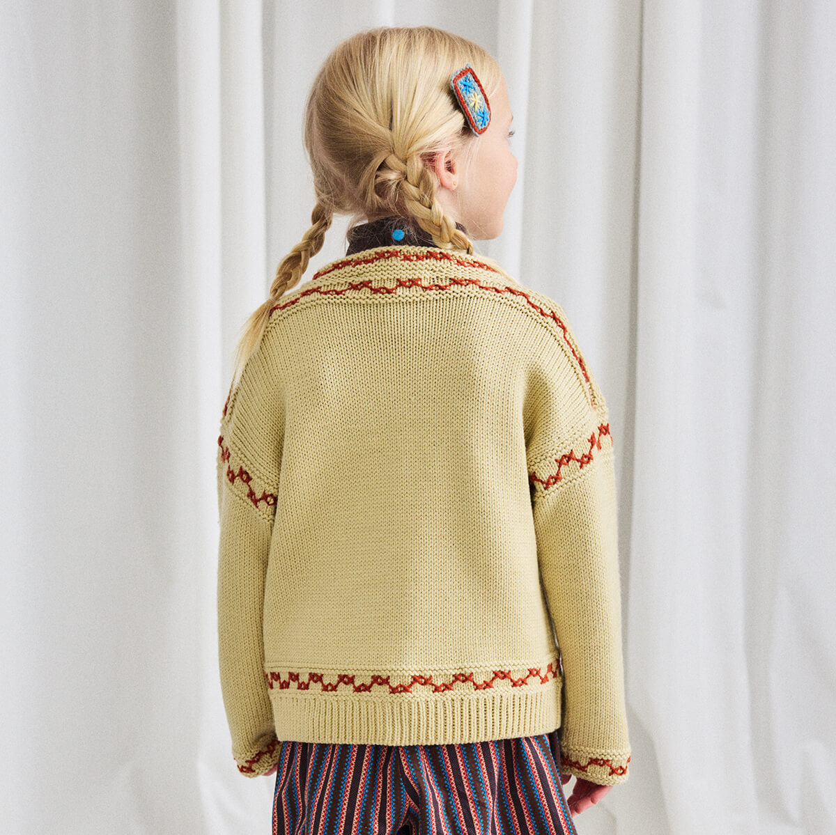 Cross Stitch Bjorn Cardigan in Raffia by Misha & Puff - Last Ones