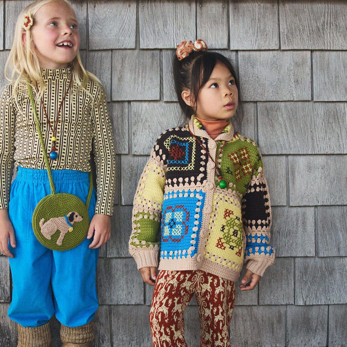 Cross Stitch Crochet Cardigan in Patina by Misha & Puff – Junior