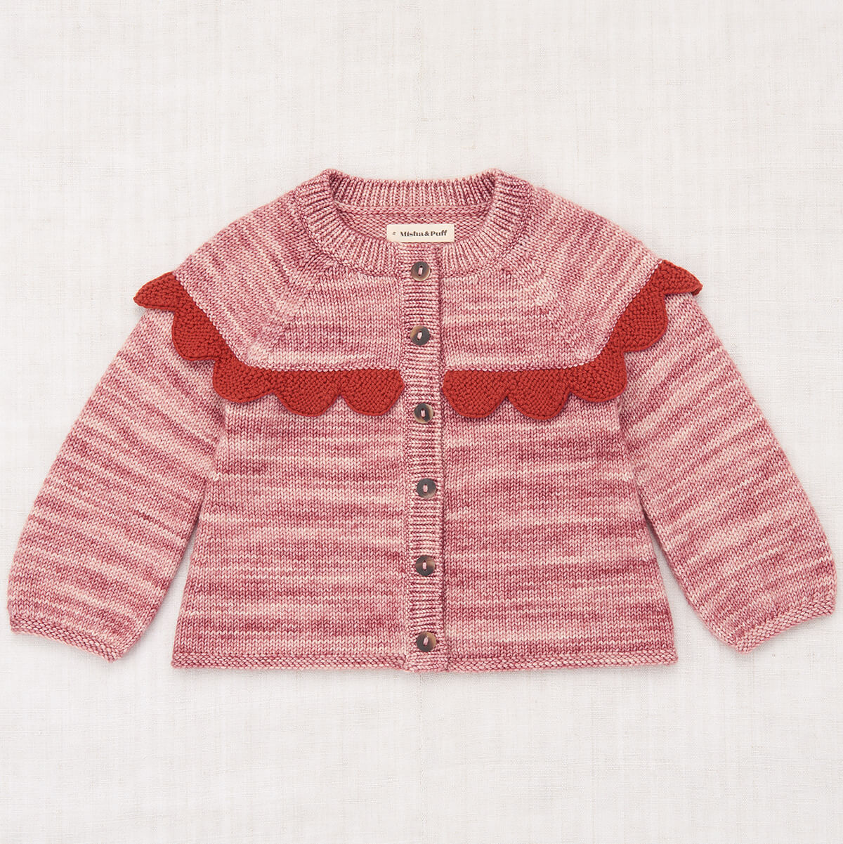 Scallop Yoke Cardigan in Prairie Rose by Misha & Puff – Junior Edition