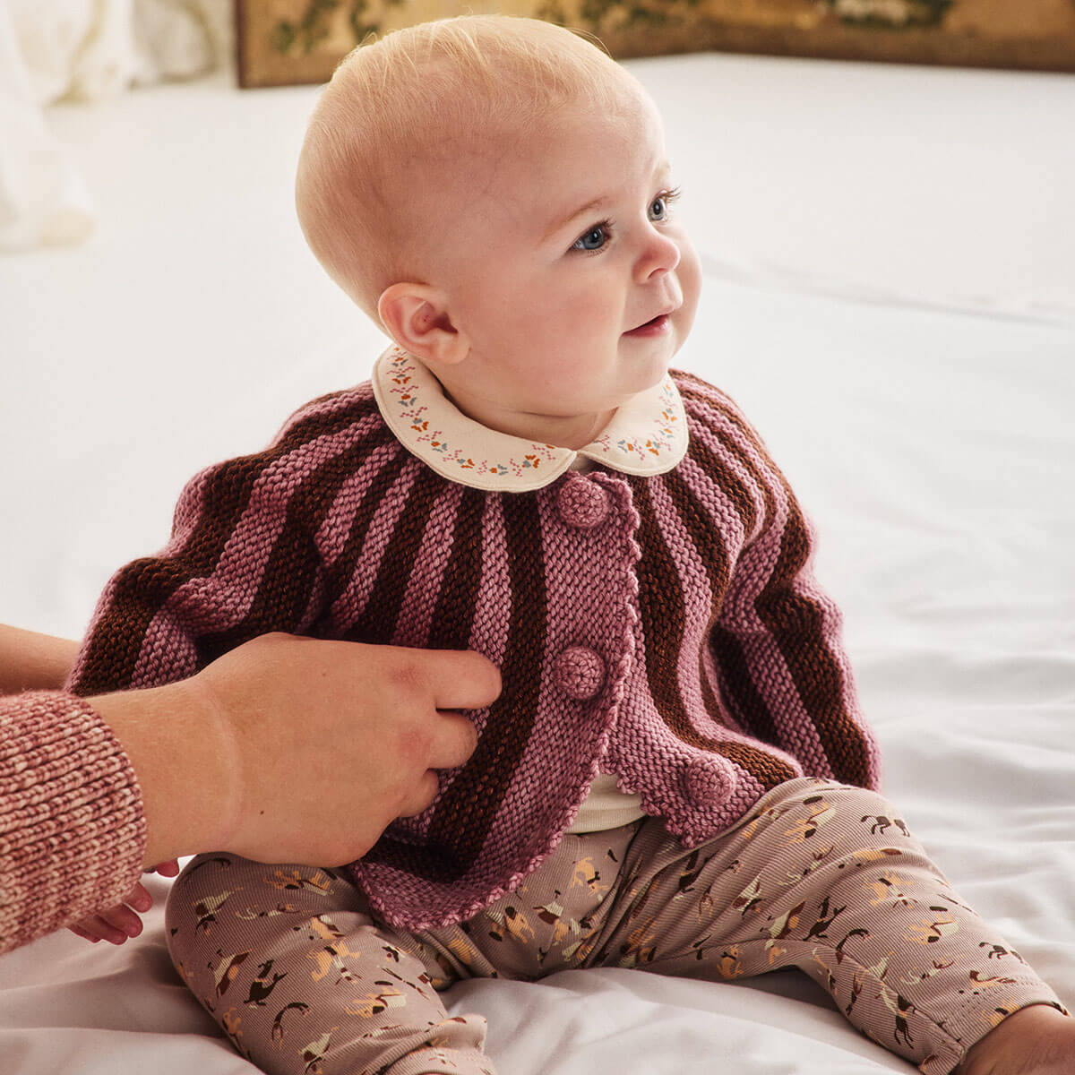 Baby Circus Stripe Cardigan in Antique Rose by Misha & Puff