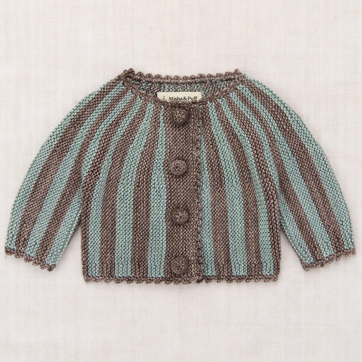 Baby Circus Stripe Cardigan in Mink by Misha & Puff