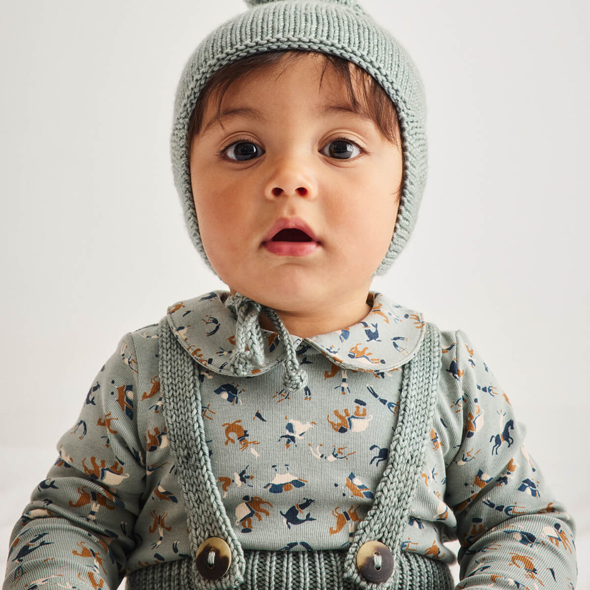 Baby Petit Collar Onesie in Onsen Circus by Misha & Puff