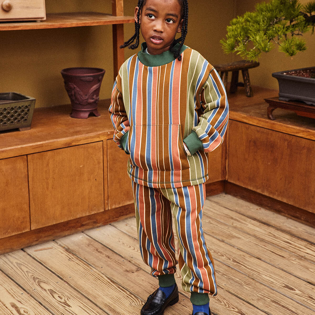Court Jogger in Nutmeg Afterschool Stripe by Misha & Puff