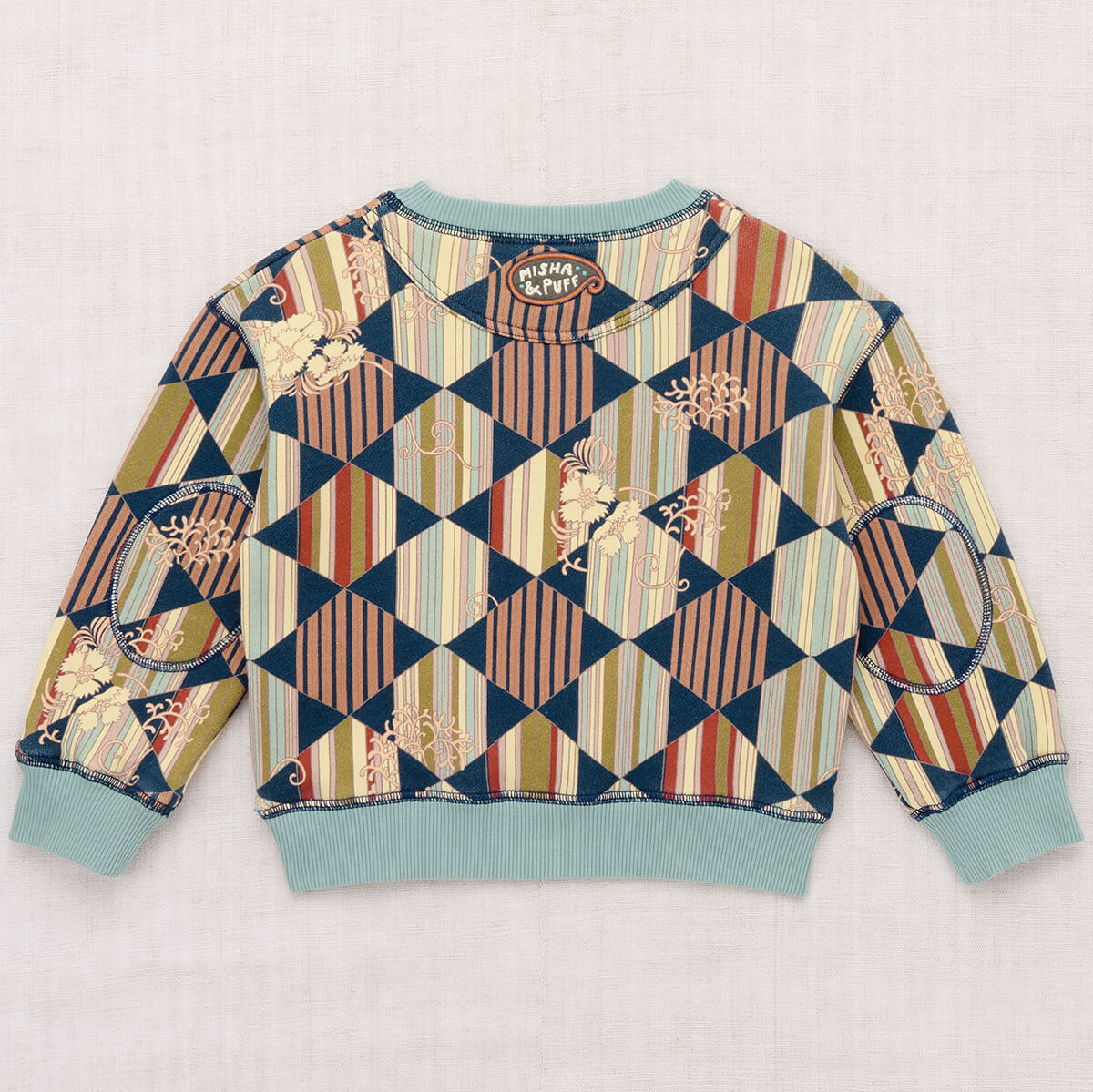 Crewneck Sweater in Marine Blue Tessellation by Misha & Puff