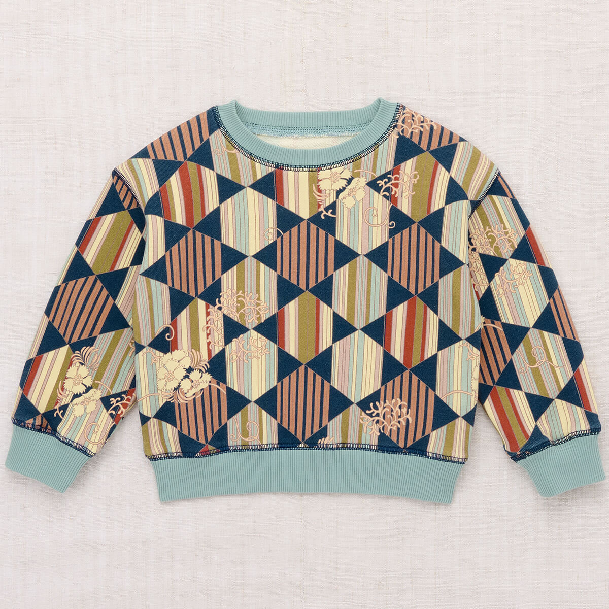 Crewneck Sweater in Marine Blue Tessellation by Misha & Puff