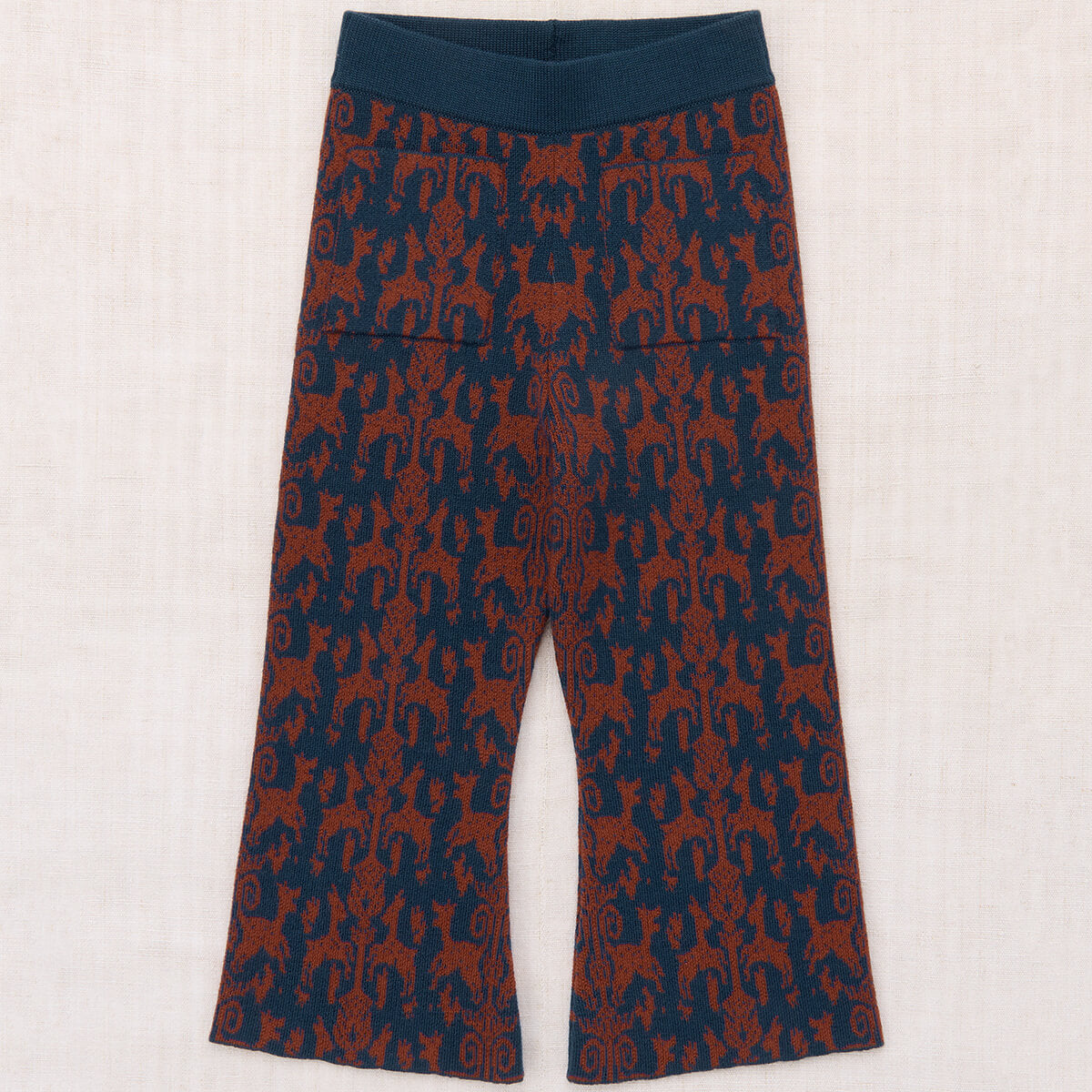 Izzy Pant in Marine Blue Fauna Tapestry Jacquard by Misha & Puff