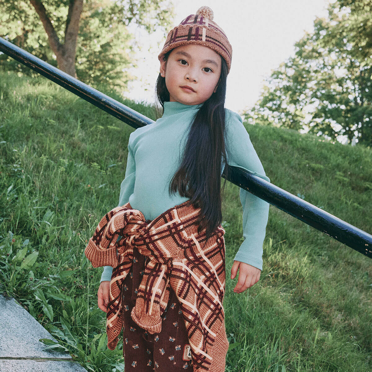 Plaid Cap in Rose Gold by Misha & Puff