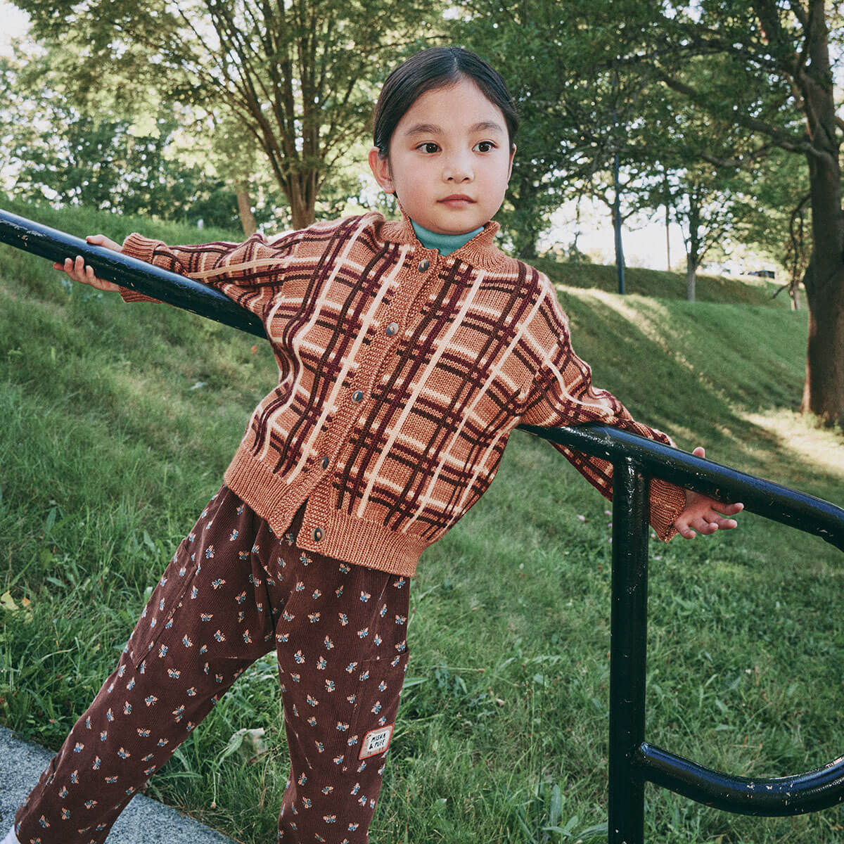 Plaid Davis Cardigan in Rose Gold by Misha & Puff