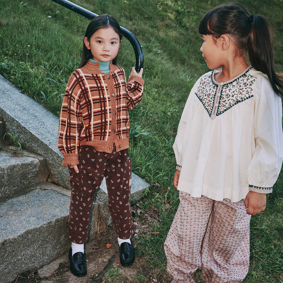 Plaid Davis Cardigan in Rose Gold by Misha & Puff