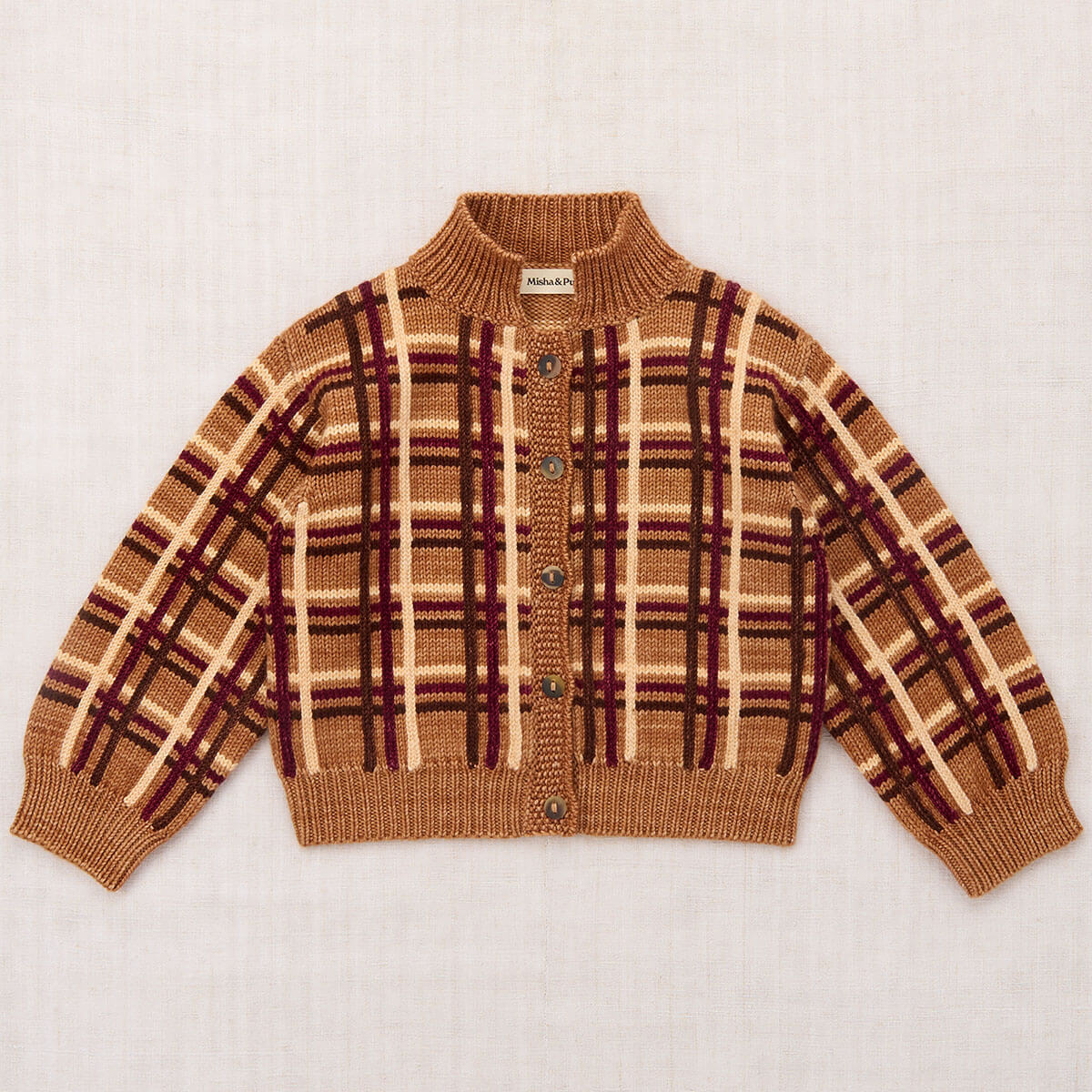 Plaid Davis Cardigan in Rose Gold by Misha & Puff