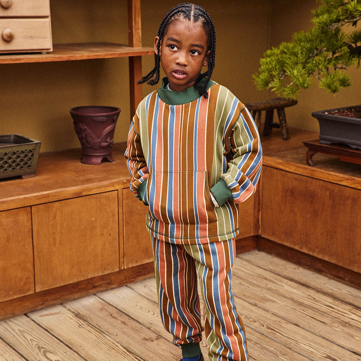Roo Sweatshirt in Nutmeg Afterschool Stripe by Misha & Puff