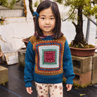Running Stitch Sweater in Marine Blue by Misha & Puff