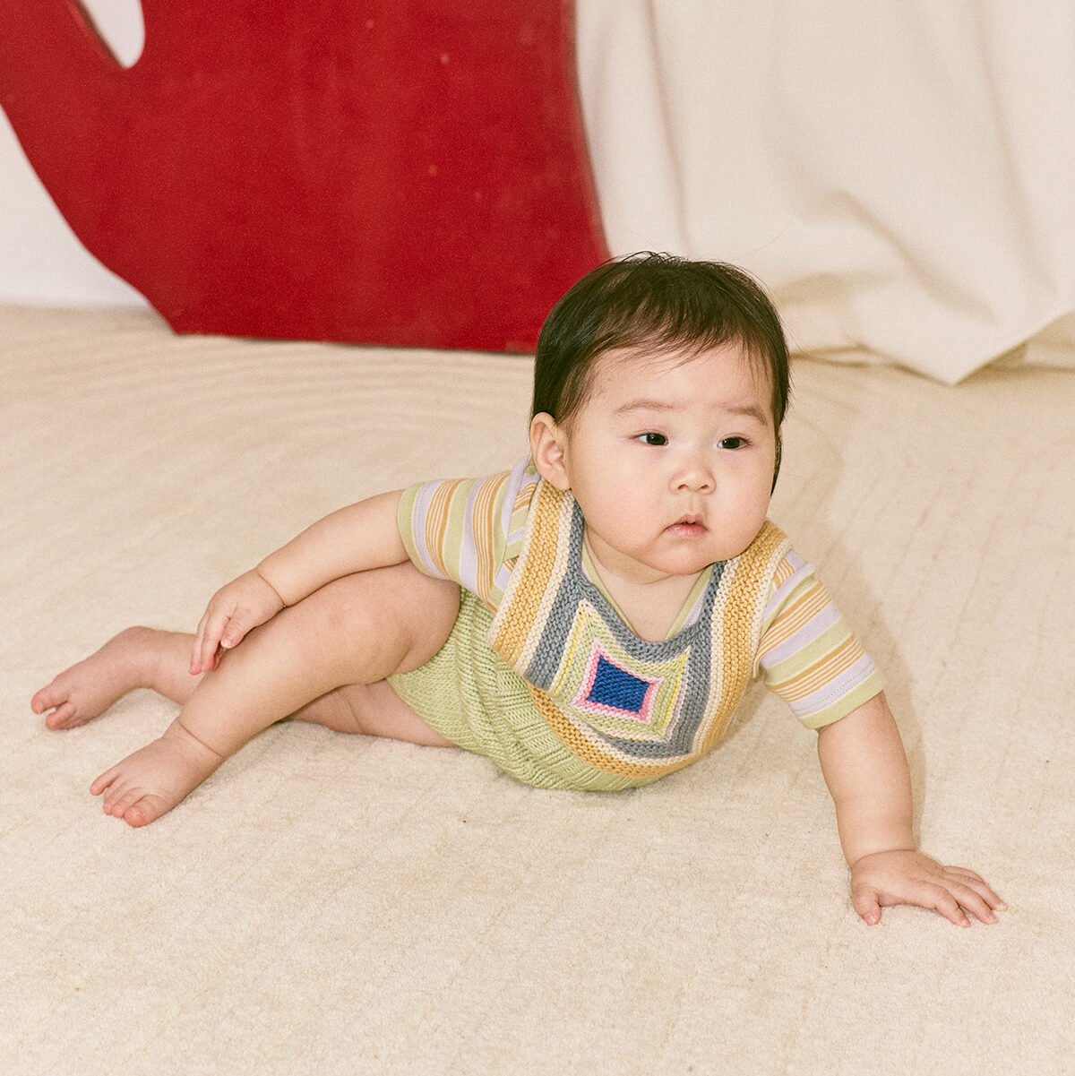Baby Log Cabin Romper in Aventurine by Misha & Puff | Pima Cotton