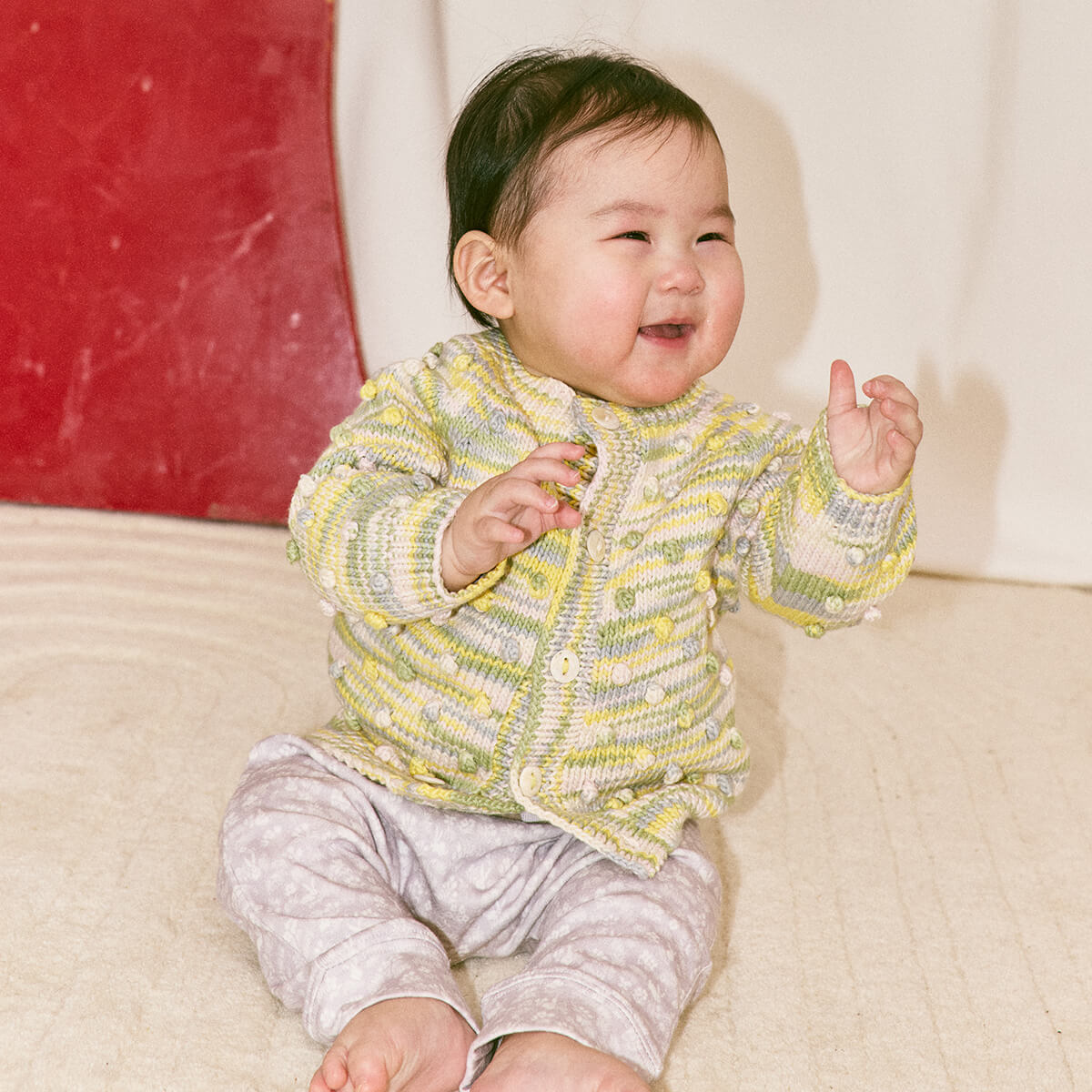 Baby Popcorn Cardigan in Bubble Space Dye by Misha & Puff | Pima